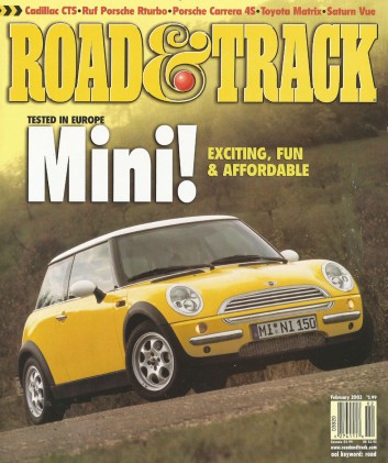 ROAD & TRACK 2002 FEB - COBRA, MINI, RUF RTURBO